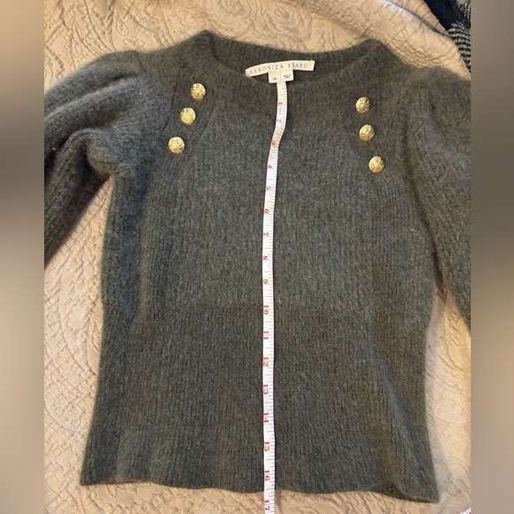 Veronica Beard Charcoal Sweater with Gold Buttons - Picture 4 of 7